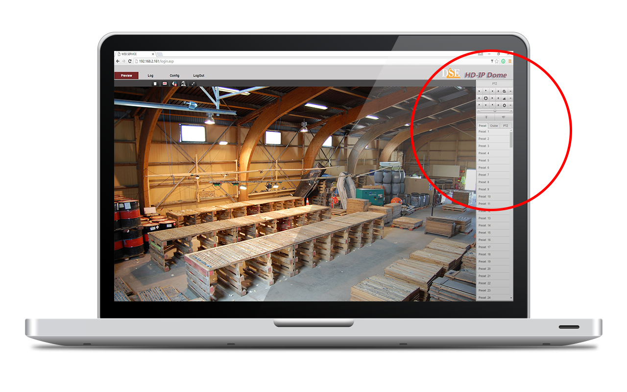 IP camera control via browser